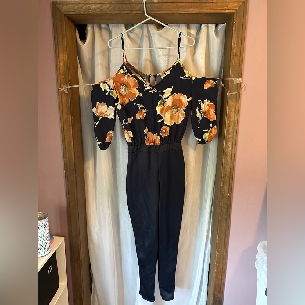 Open Shoulder Floral One Piece Jump Suite